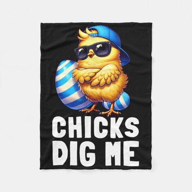 Funny Happy Easter Day Chicks Dig Me Easter Toddle Fleece Blanket (Front)