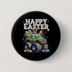 Funny Happy Easter Monster Truck Bunny Easter Eggs 2 Inch Round Button