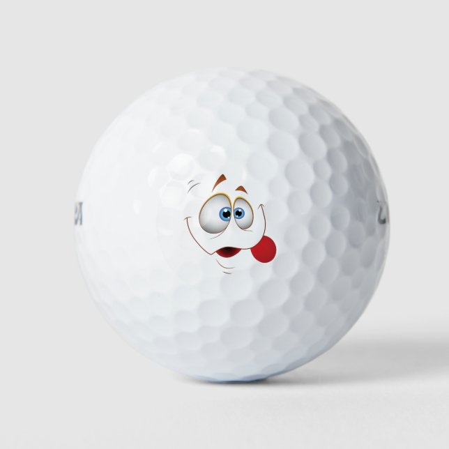 Funny Happy Face Blue Eyes Golf Balls (Front)