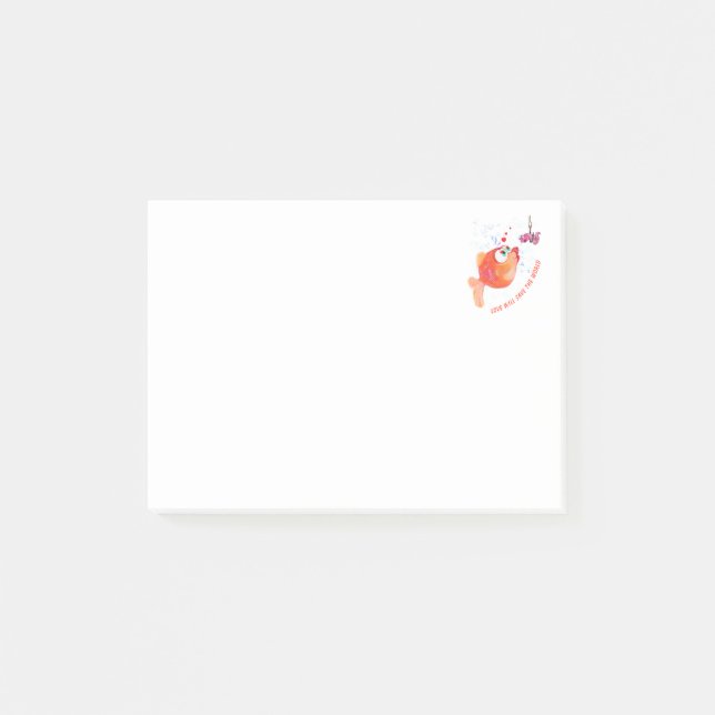 Funny Happy Fish and Worm Post-it® Notes (Front)