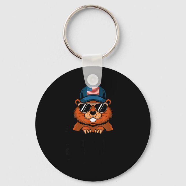Funny Happy Groundhog Day _1  Keychain (Front)