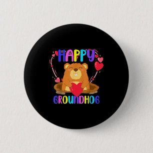 Funny Happy Groundhog Day 2024 For Men Women  2 Inch Round Button