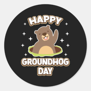 Funny Happy Groundhog Day 2025  Classic Round Sticker