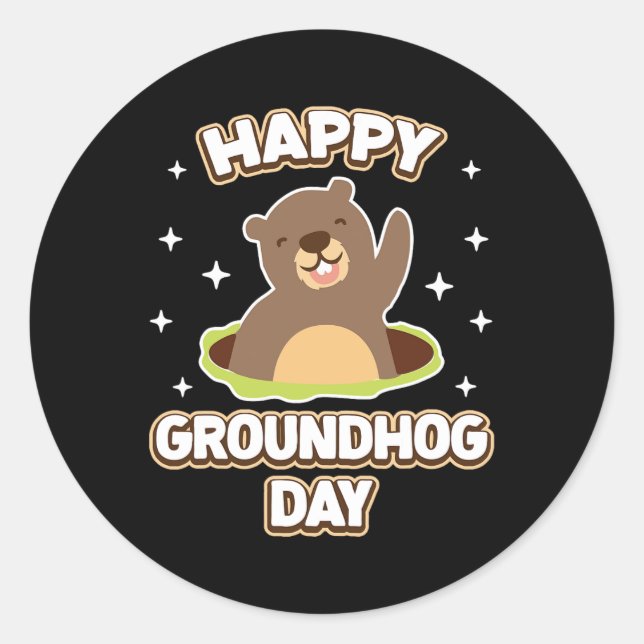 Funny Happy Groundhog Day 2025  Classic Round Sticker (Front)