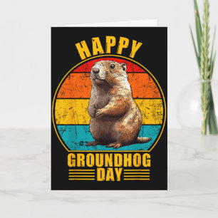Funny Happy Groundhog Day 2025 Decorations Retro V Card