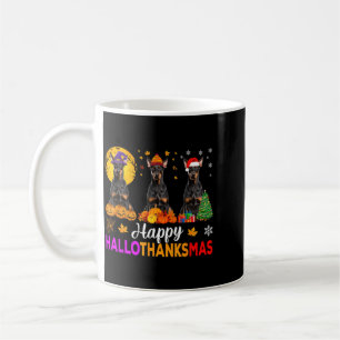 Funny Happy Hallothanksmas Doberman Dog Halloween Coffee Mug