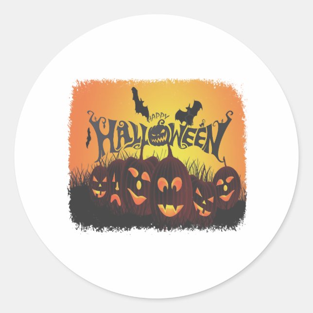 Funny Happy Halloween design Classic Round Sticker (Front)