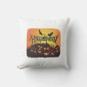 Funny Happy Halloween design Throw Pillow