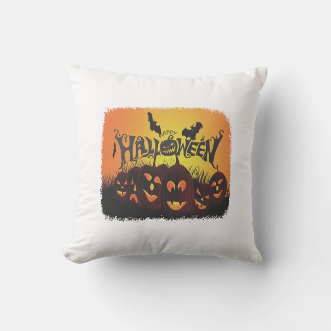Funny Happy Halloween design Throw Pillow (Front)