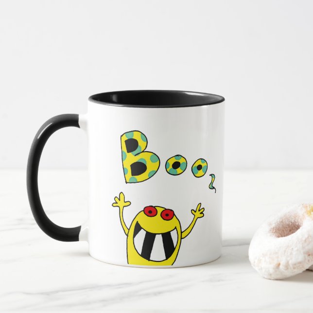 funny Happy Halloween ghost Mug (With Donut)