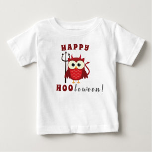Funny Happy Halloween Owl Devil Trick or Treat   Baby T-Shirt