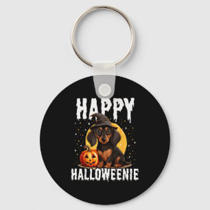 Funny Happy Halloweenie Halloween 2024 Weiner Dog  Keychain