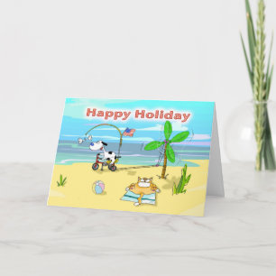 Funny happy holiday labour day card, Fat Cat and Card