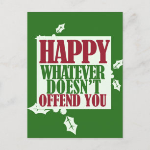 Funny Happy Holidays VS Merry Christmas humour Holiday Postcard