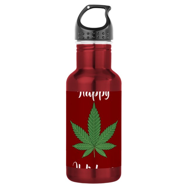 Funny Happy Holidaze Weed Leaf Personalized 532 Ml Water Bottle (Front)