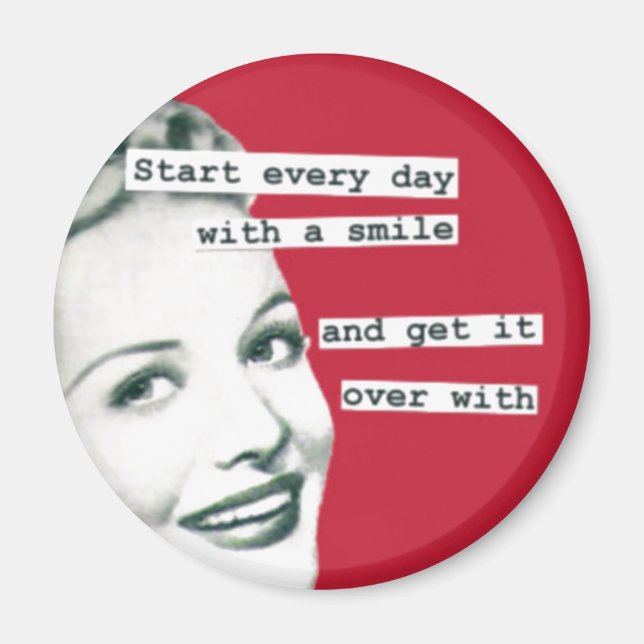 Funny Happy Housewife Retro Magnet (Front)