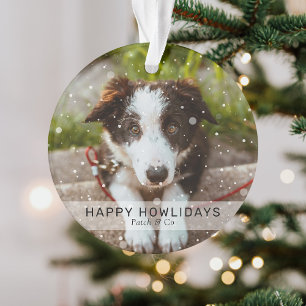 Funny Happy Howlidays 2 Dog Photo Christmas Ornament