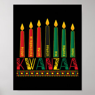 Funny Happy Kwanzaa Kinara Principles Candles Pan  Poster
