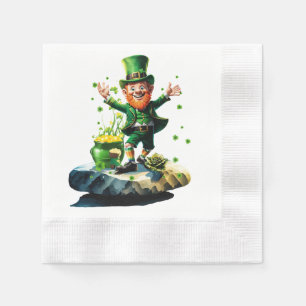 Funny happy leprechaun napkin
