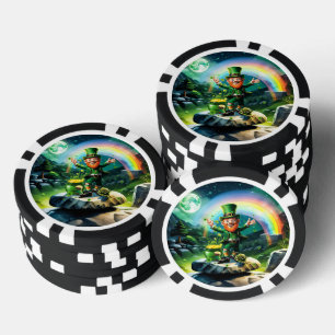 Funny happy leprechaun poker chips