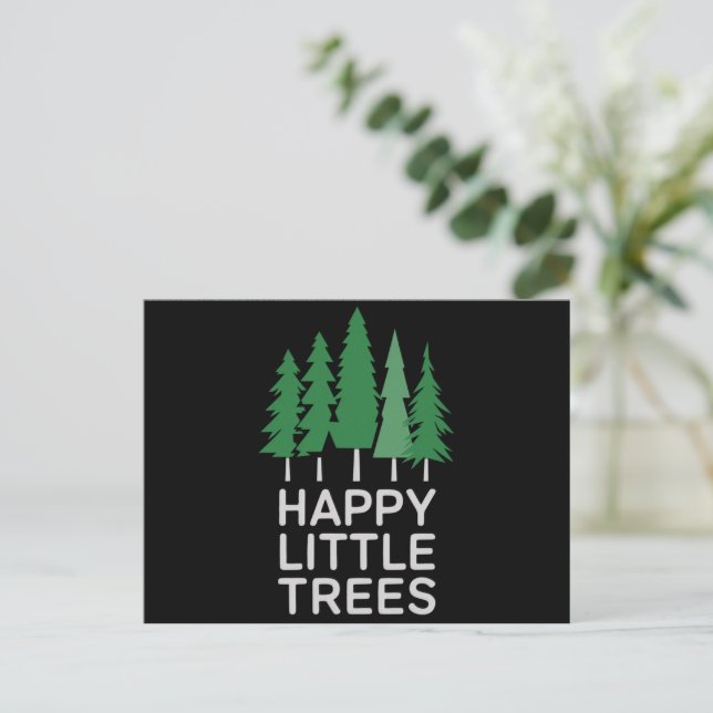 Funny Happy Little Trees Gifts Camping  Holiday Postcard (Standing Front)