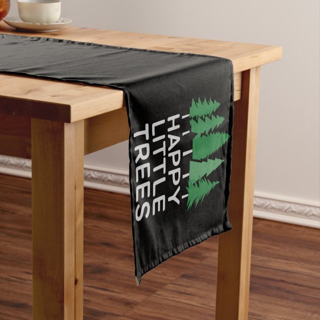 Funny Happy Little Trees Gifts Camping  Short Table Runner (In Situ)