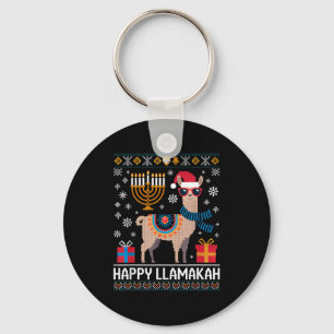 Funny Happy Llamakah Llama With Menorah  Keychain