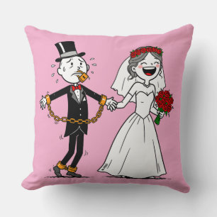 Funny happy marriage throw pillow