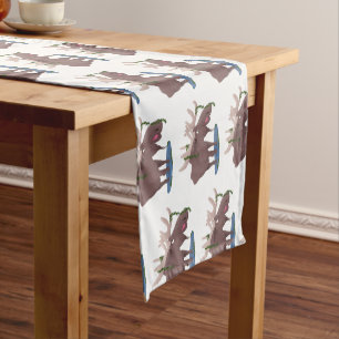 Funny happy moose cartoon illustration short table runner