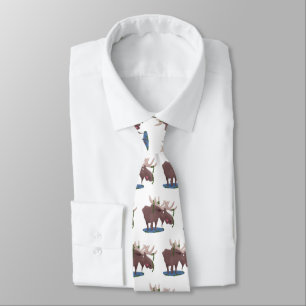Funny happy moose cartoon illustration tie