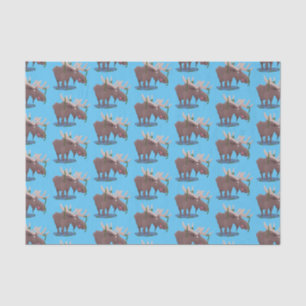 Funny happy moose cartoon illustration tissue paper