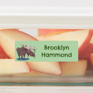 Funny happy moose cartoon personalized