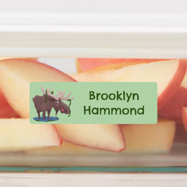 Funny happy moose cartoon personalized (Affixed)