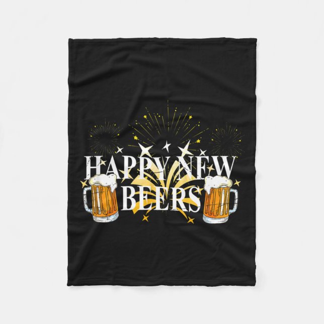 Funny Happy New Beers Drinking 2021 Nye Party Happ Fleece Blanket (Front)