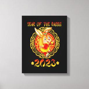 Funny Happy New Year 2023 Year Of The Rabbit Zodia Canvas Print