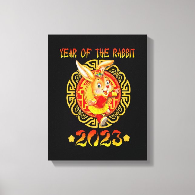 Funny Happy New Year 2023 Year Of The Rabbit Zodia Canvas Print (Front)
