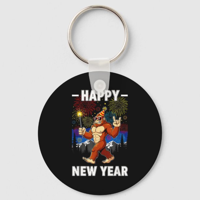Funny Happy New Year 2026 Bigfoot Lovers New Years Keychain (Front)