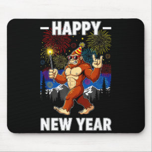 Funny Happy New Year 2026 Bigfoot Lovers New Years Mouse Pad