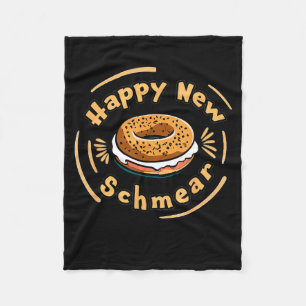 Funny Happy New Year Bagel &amp; Schmear Jewish Br Fleece Blanket