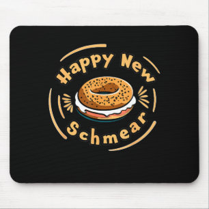 Funny Happy New Year Bagel &amp; Schmear Jewish Br Mouse Pad