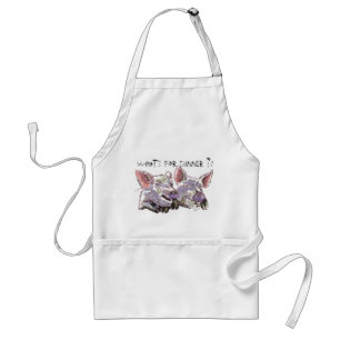 Funny Happy Pigs  What's for Dinner drawing Standard Apron