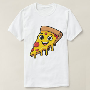 Funny Happy Pizza Slice with Stretchy Cheese Cute T-Shirt
