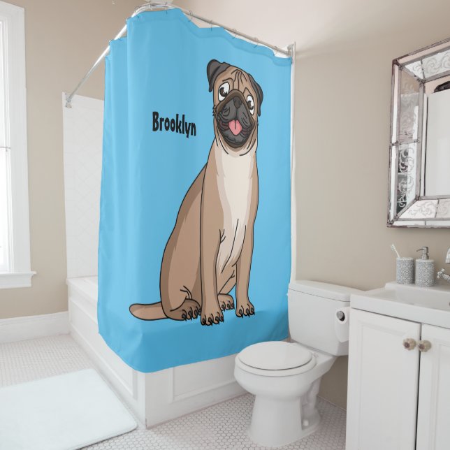 Funny happy pug dog cartoon illustration (In Situ)