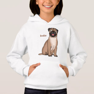 Funny happy pug dog cartoon illustration