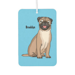 Funny happy pug dog cartoon illustration air freshener