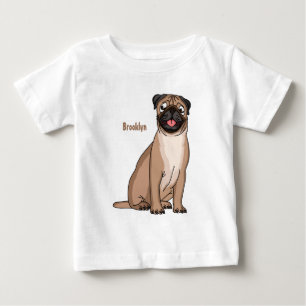 Funny happy pug dog cartoon illustration baby T-Shirt