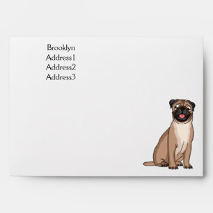 Funny happy pug dog cartoon illustration envelope