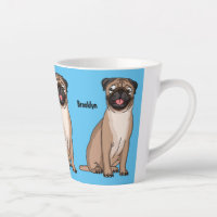Funny happy pug dog cartoon illustration