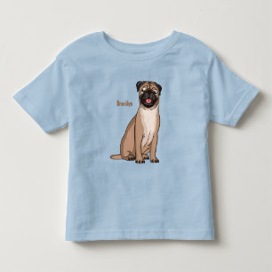 Funny happy pug dog cartoon illustration toddler t-shirt
