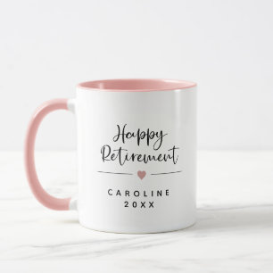 Funny Happy Retirement Pink Heart Mug